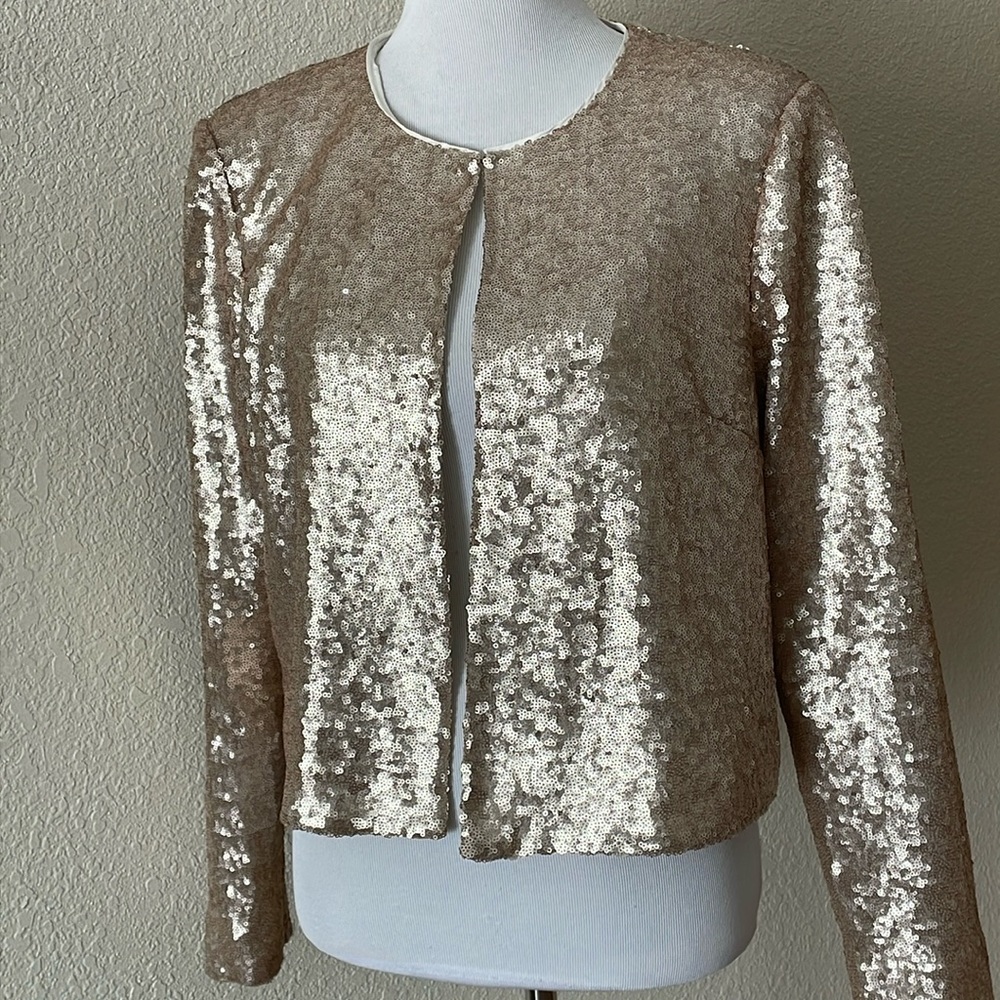 Zoe By Rachel Zoe Matte Sequined Jacket Rose Gold excellent Sz XL